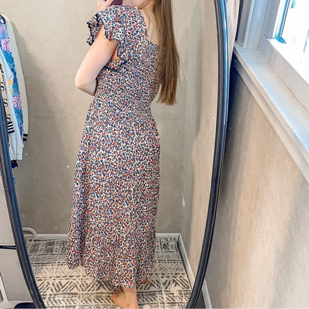 Tory Burch Wildflower Smocked Cotton Midi Dress S - Picture 3 of 10
